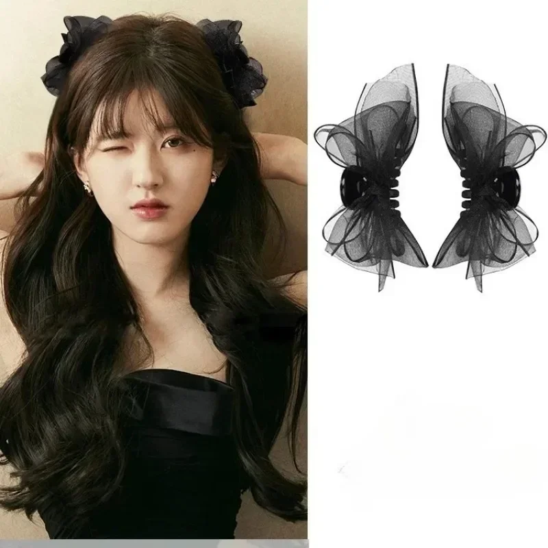 Bobby Pin Bulk - 2 pçs preto fosco bowknot malha